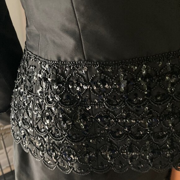 STUNNING COUTURE BAGDLEY MISCHKA COCKTAIL BEADED STRAPLESS DRESS & JACKET 8 SILK - Picture 7 of 10